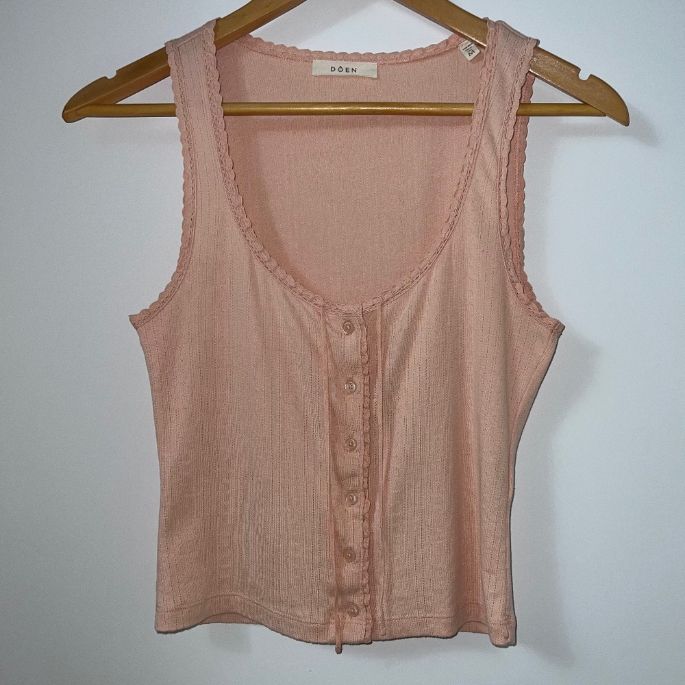 Dôen Lois Tank, Size M, in Degas Pink Pointelle - Picture 9 of 16